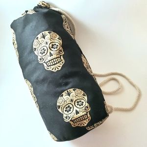 Canvas Gold Skulls Shoulder Duffel